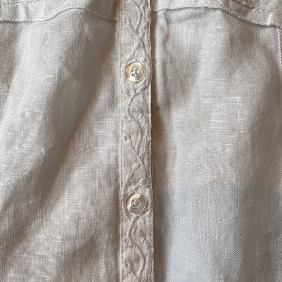 100% linen embroidered button down blouse large - Picture 4 of 11